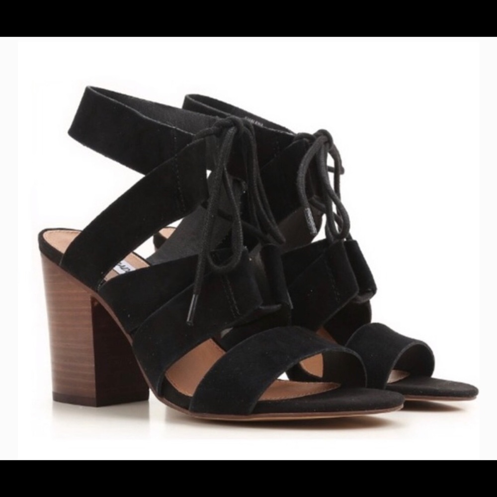 Steve Madden Black Emalena Ghillie Lace Up Sandal